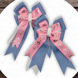 Blue Horse Show Bows: Silver Bit Equestrian Hair Accessory