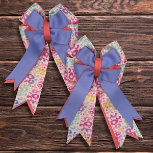 Leopard Print Equestrian Show Bows: Hunter Jumper Hair Bows