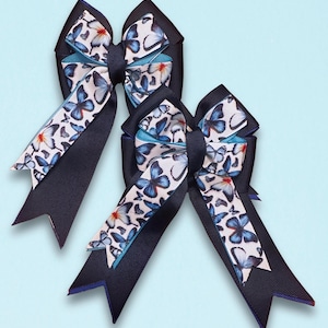 Blue Butterfly Horse Show Bows: Glitter Equestrian Accessories