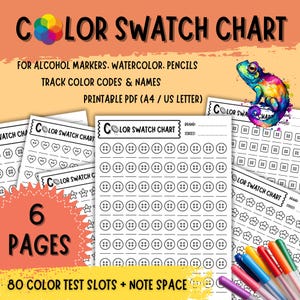 Printable Coloring Swatch Chart | Alcohol Marker Color Sheet | Buttons Shape Swatch Set | Instant Download