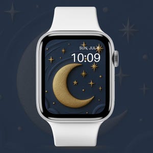 Bakgrundsbild för Galaxy Apple Watch | Klocka med natthimlen på urtavlan | Digitala nedladdningsbara bakgrunder