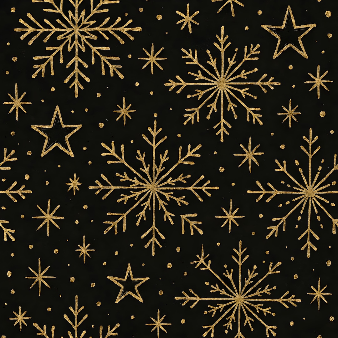 Luxury Gold Snowflake Seamless Pattern – Elegant Black Christmas Design ...