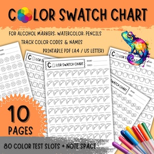Printable Coloring Swatch Chart | Alcohol Marker Color Sheet | Bread and Cookie Set | Instant Download