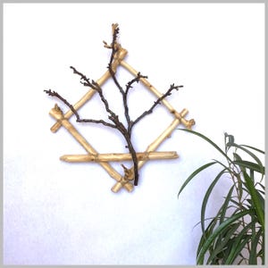 Rama de madera para colgar en la pared: decoración rústica de granja, madera barnizada natural