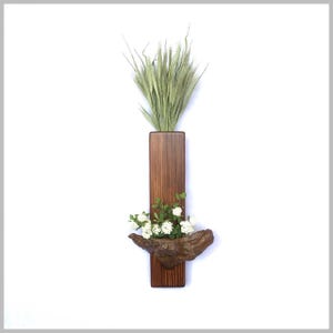 Handmade Two-Tier Wooden Wall Vase: Scandinavian Boho Decor