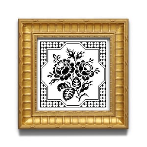 Peterson&#39;s roses -  cross stitch pattern, filet crochet pattern. Instant download PDF.