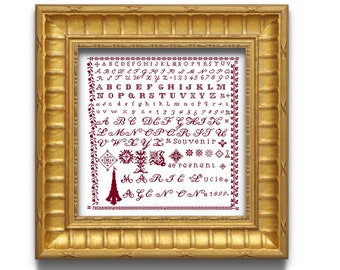 Marie Agenon 1899, cross stitch sampler. Instant download.