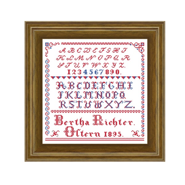 Bertha Richter Oltern. Cross stitch pattern. Instant download PDF.