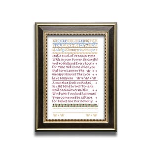 Precious Time sampler. Cross stitch sampler design. Antique sampler pattern. Instant download PDF.