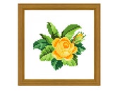 A yellow rose. Cross stitch pattern. Instant download PDF.