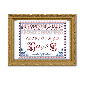 H.S. 1896. sampler. Cross stitch pattern. Instant download PDF.