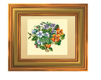 Forest posie- cross stitch chart. Instant download PDF.