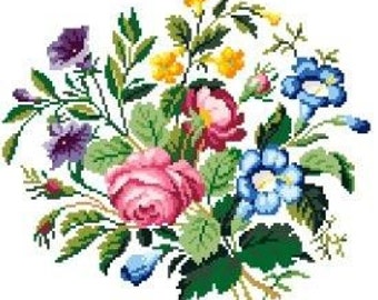 French bouquet - Cross stitch pattern. Instant download PDF