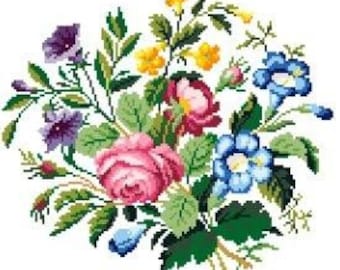 French bouquet - Cross stitch pattern. Instant download PDF