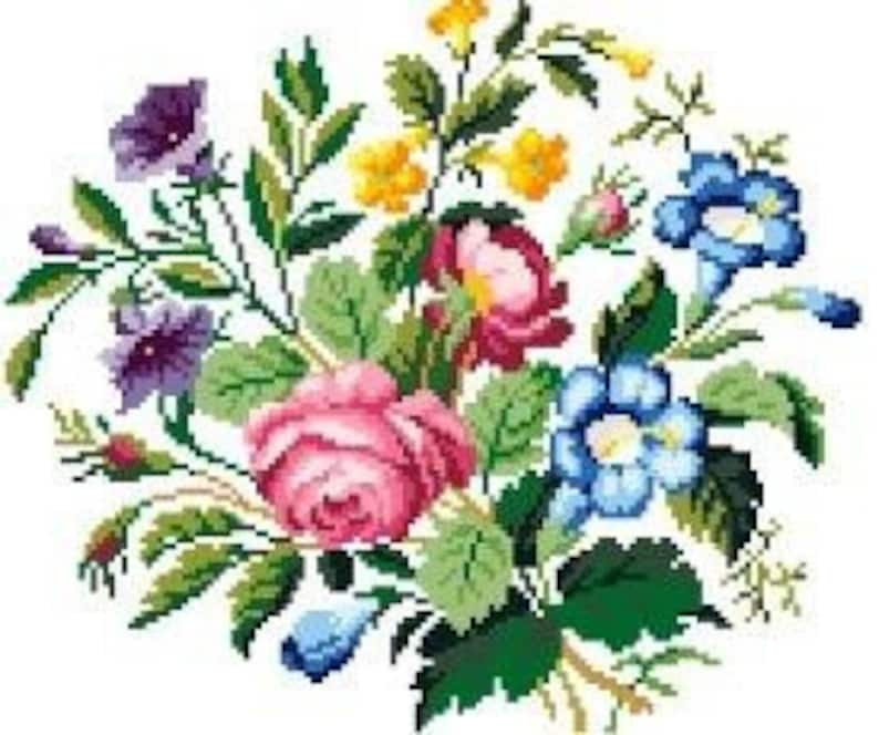 French bouquet Cross stitch pattern. Instant download PDF ...