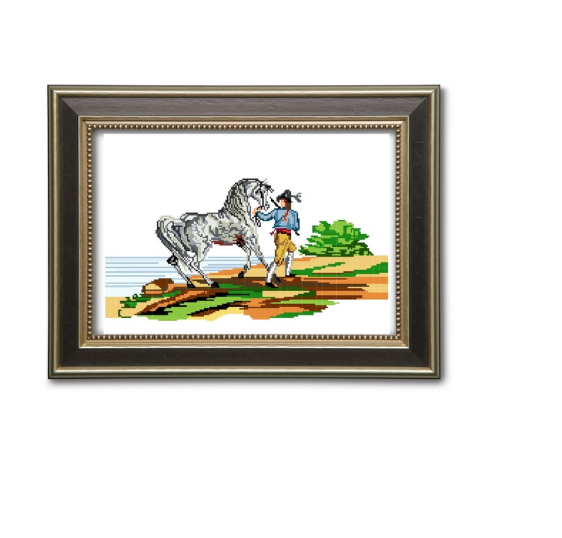 L'abreuvoir. Cross stitch pattern. Instant download PDF. image 1