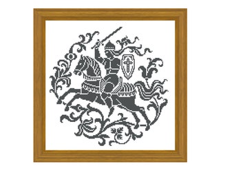 A cheval . x2 Cross stitch pattern. Filet crochet pattern PDF. Instant download.