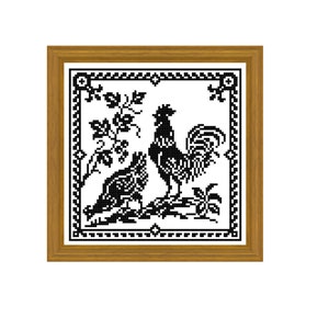 Rooster cross stitch, filet crochet pattern. Instant download PDF image 1