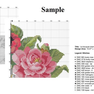 Puede incluir: Un patr&oacute;n de punto de cruz para un ramo de flores. El patr&oacute;n incluye una variedad de flores en tonos de rosa, rojo, amarillo y verde. El patr&oacute;n mide 10 pulgadas por 10 pulgadas e incluye 141 por 140 puntos.