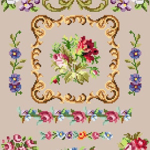 Berlin wool work spot sampler, cross stitch pattern PDF. Instant download. image 2