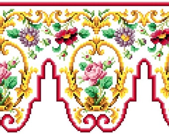 Sajou rose panel 1 and 2 - Cross stitch pattern . Instant download PDF