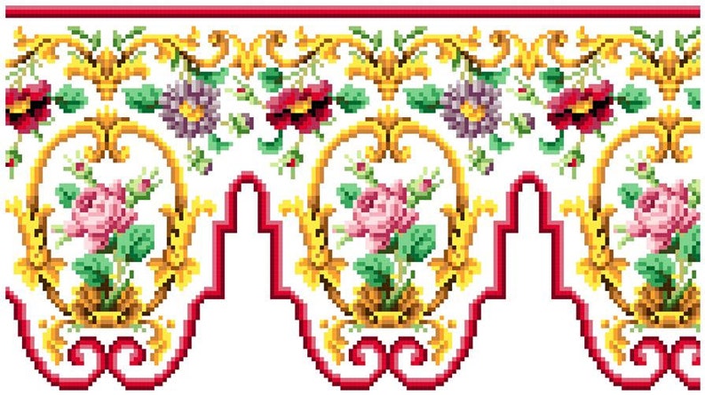 Sajou rose panel 1 and 2 Cross stitch pattern . Instant download PDF image 1