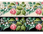 Spring bell pull. Rose border cross stitch pattern. Instant download PDF.
