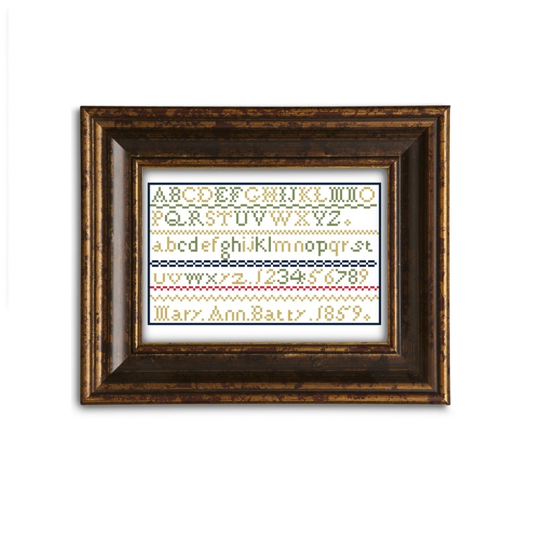 Mary Ann Batty. Cross stitch sampler. Instant download PDF. image 1