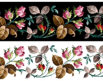 Rose garland - Cross stitch pattern . Instant download PDF