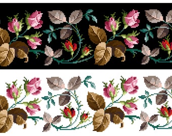 Rose garland - Cross stitch pattern . Instant download PDF