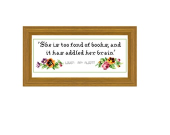 She is too fond of books... cross stitch pattern PDF. Instant download