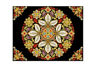 Bejeweled Mandala.  Cross stitch pattern. Instant download PDF.