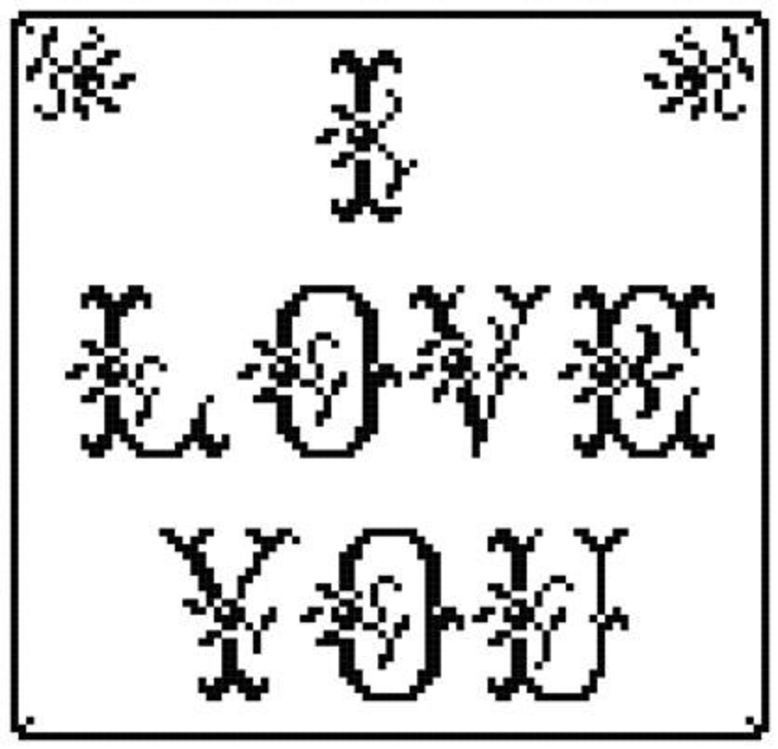 I Love You Easy Cross Stitch Pattern . Instant Download PDF Etsy