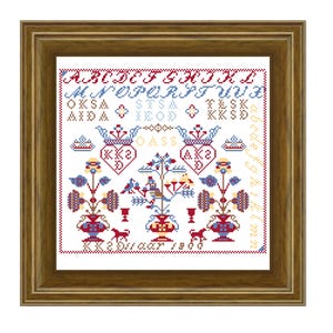 KKSD sampler. Cross stitch pattern. Instant download PDF.