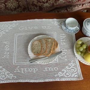 Daily bread.  Filet crochet, and cross stitch pattern. PDF. Instant download.