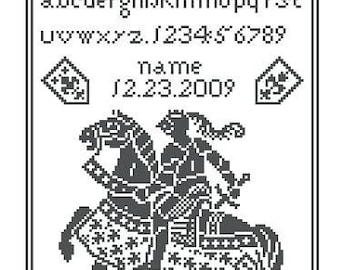 5 knights cross stitch pattern. Instant download PDF.