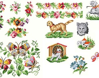 Little motifs, cross stitch pattern. Instant download PDF