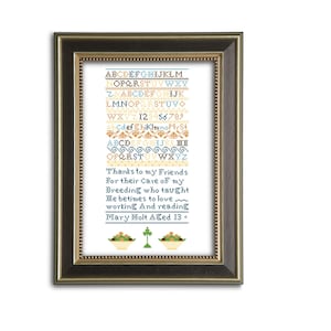 Mary Holt sampler, cross stitch pattern. Instant download PDF.