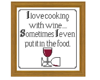Cooking with wine - Cross stitch pattern PDF. Instant download