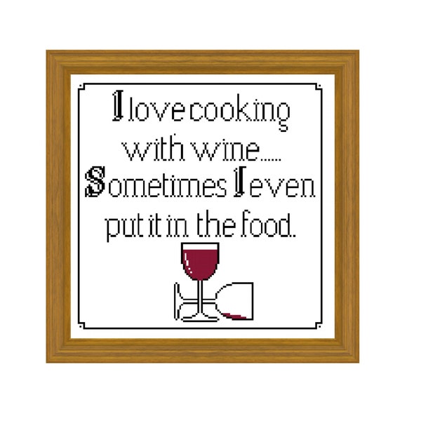 Cooking with wine - Cross stitch pattern PDF. Instant download