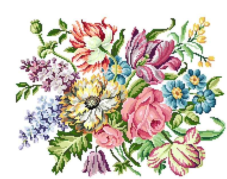 Victorian Cross Pattern Victorian Blooms - Victorian Cross Stitch Pattern . Instant Download ...