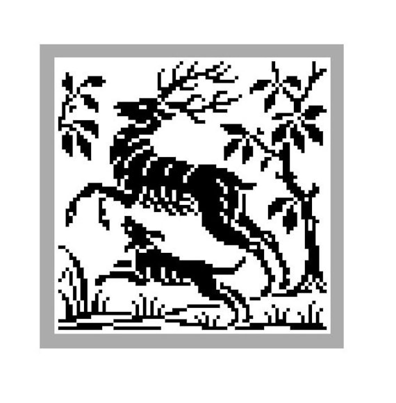Stag and dog. Cross stitch pattern. Filet crochet pattern. Instant download PDF.
