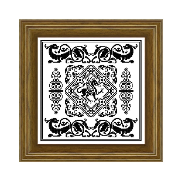 Gothique-  cross stitch pattern, filet crochet pattern. Instant download PDF.