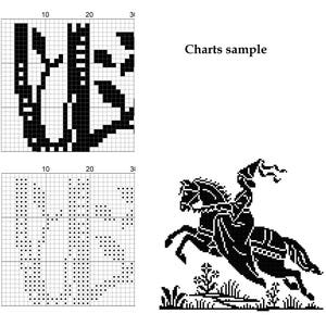 The hunting party. Cross stitch pattern, filet crochet pattern. Instant download PDF. image 2