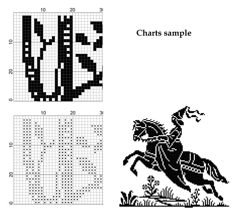 The hunting party. Cross stitch pattern, filet crochet pattern. Instant download PDF. image 2