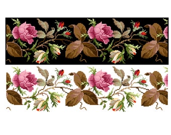 Rose border - Cross stitch pattern . Instant download PDF