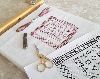 Mini sampler, cross stitch pattern PDF. Instant download.