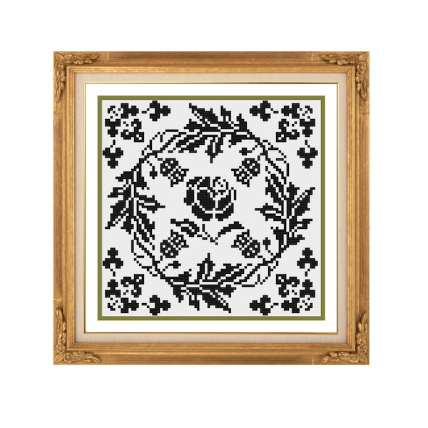 Rose and thistle.  Cross stitch pattern. Instant download PDF.