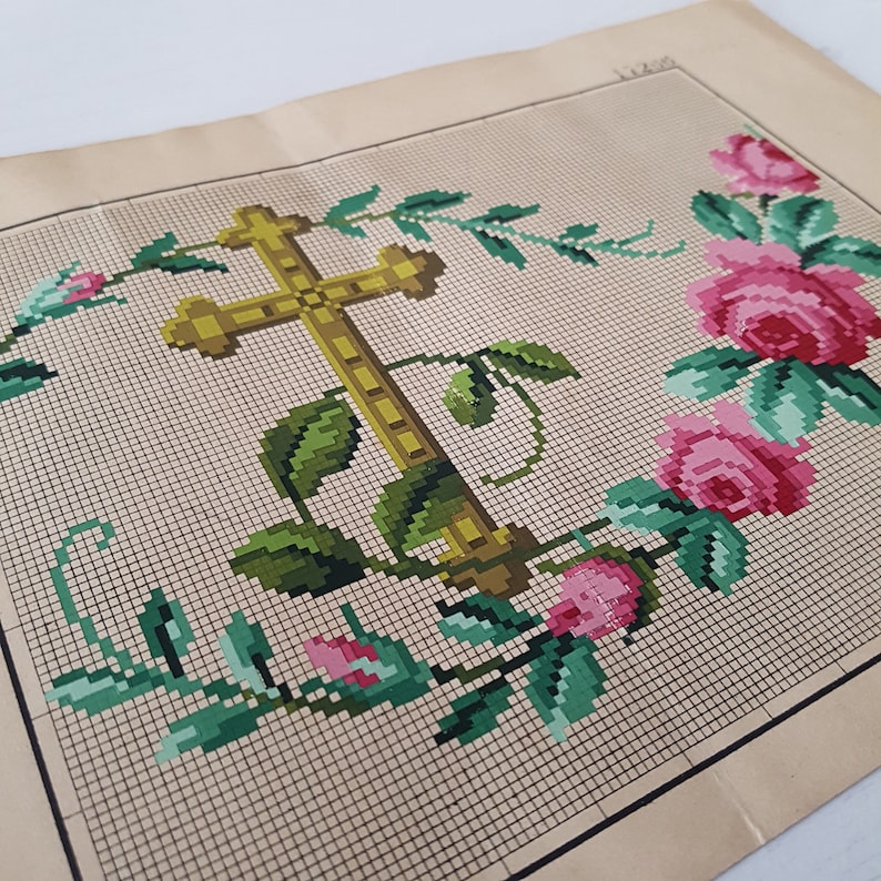 Cross and roses. Repetitive border designs. Cross stitch pattern. Instant download PDF. image 2