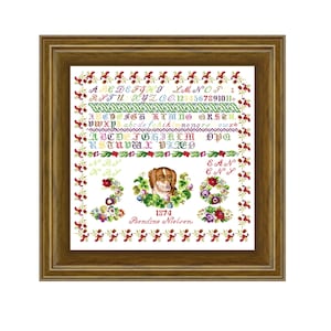 Bendine sampler. Cross stitch pattern. Instant download PDF.